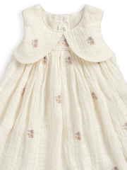 Mamas & Papas White Floral Embroidered Collar Dress - Image 3 of 3