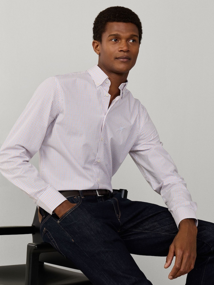 Hackett Red Classic Fit City Tattersall Poplin Shirt - Image 1 of 8