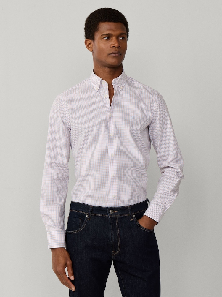 Hackett Red Classic Fit City Tattersall Poplin Shirt - Image 2 of 8