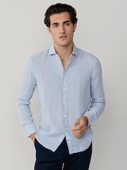 Hackett Dyed Linen Light Blue Shirt - Image 2 of 7