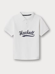 לבן - Hackett Logo Short Sleeve Polo Shirt - תמונה 1 מתוך 4