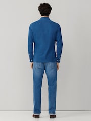 Hackett Tailored Fit Textured Denim Blue Shirt - תמונה 5 מתוך 7