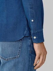 Hackett Tailored Fit Textured Denim Blue Shirt - תמונה 6 מתוך 7