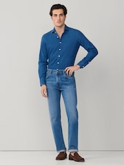 Hackett Tailored Fit Textured Denim Blue Shirt - תמונה 7 מתוך 7