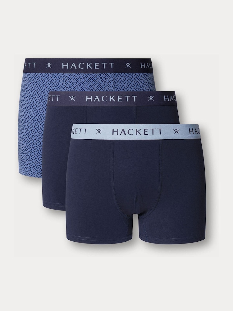 Hackett Diamond Cotton Blue Trunks 3 Pack - Image 1 of 4