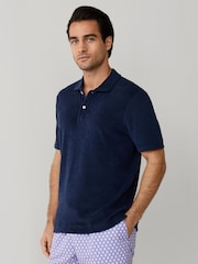 Hackett Blue Towelling Short Sleeve Polo Shirt - Image 4 of 9