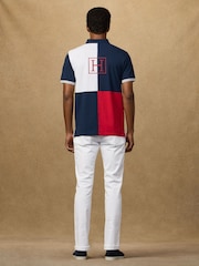 Hackett White Classic Fit Short Sleeve Branded Quad Polo Shirt - Image 5 of 7