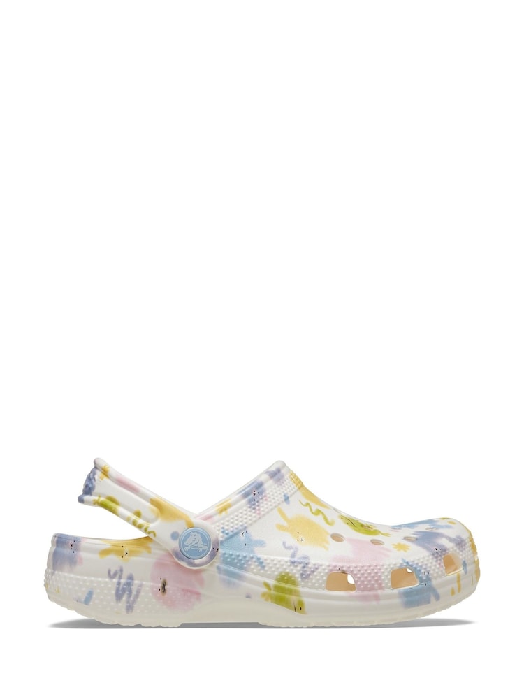 Crocs White Classic Graphic Clogs - Image 1 of 4