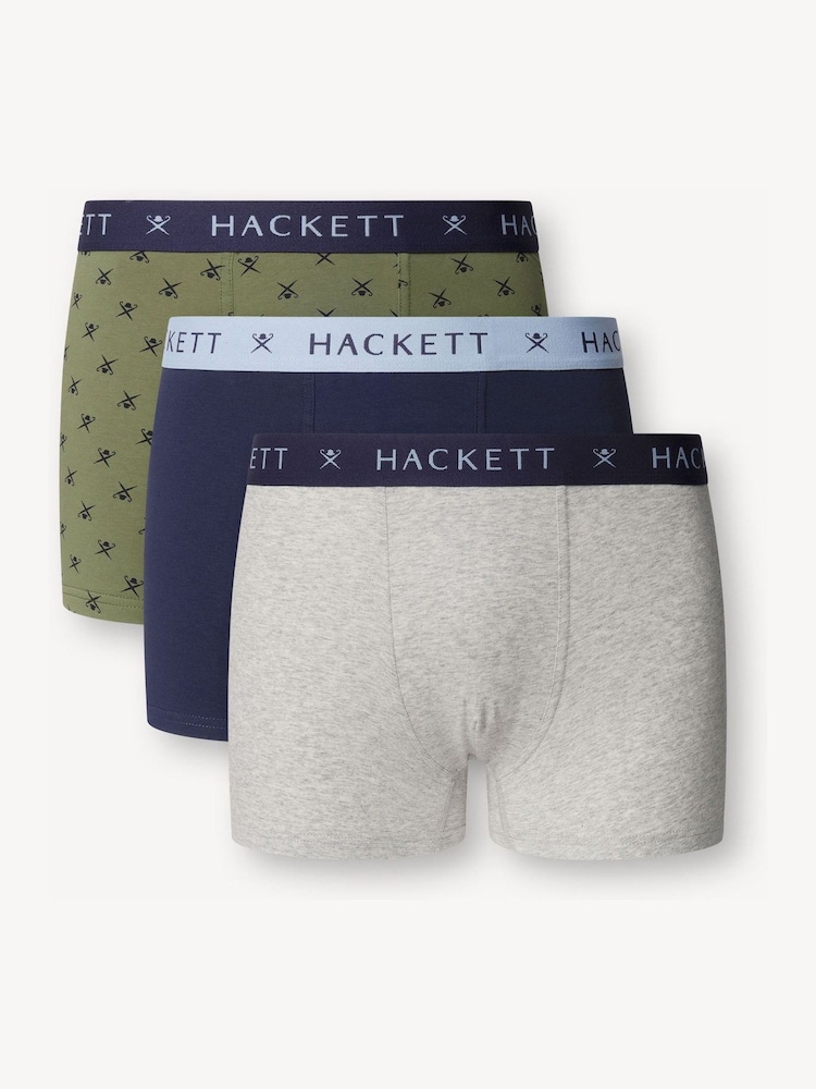 Hackett Logo Cotton Green Trunks 3 Pack - Image 1 of 4