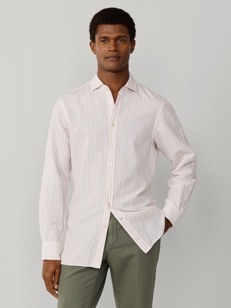 Hackett Orange Cotton-Linen Stripe Shirt - Image 1 of 7