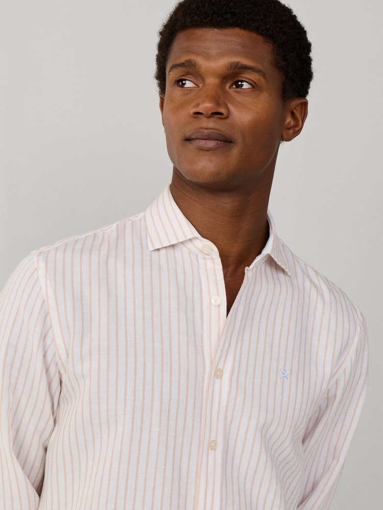Hackett Orange Cotton-Linen Stripe Shirt - Image 2 of 7