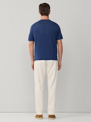 Hackett Blue Cotton-Linen Knitted Short Sleeve T-Shirt - Image 5 of 7