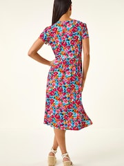 Roman Pink Petite Floral Button Pocket Dress - Image 3 of 5