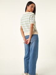 Roman White Petite Cable Knit Stripe Jumper - Image 3 of 5