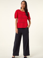 Roman Red Womens Pointelle Knit Blouses - Image 2 of 5