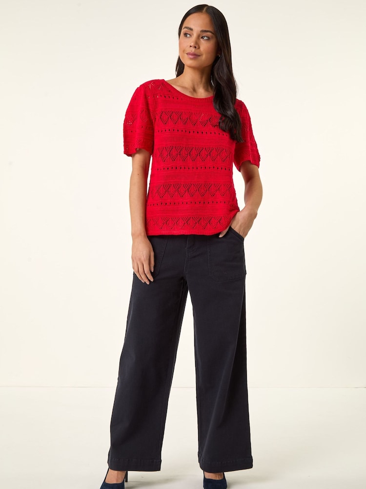 Roman Red Womens Pointelle Knit Blouses - Image 2 of 5
