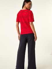 Roman Red Womens Pointelle Knit Blouses - Image 3 of 5