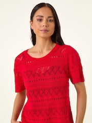 Roman Red Womens Pointelle Knit Blouses - Image 4 of 5