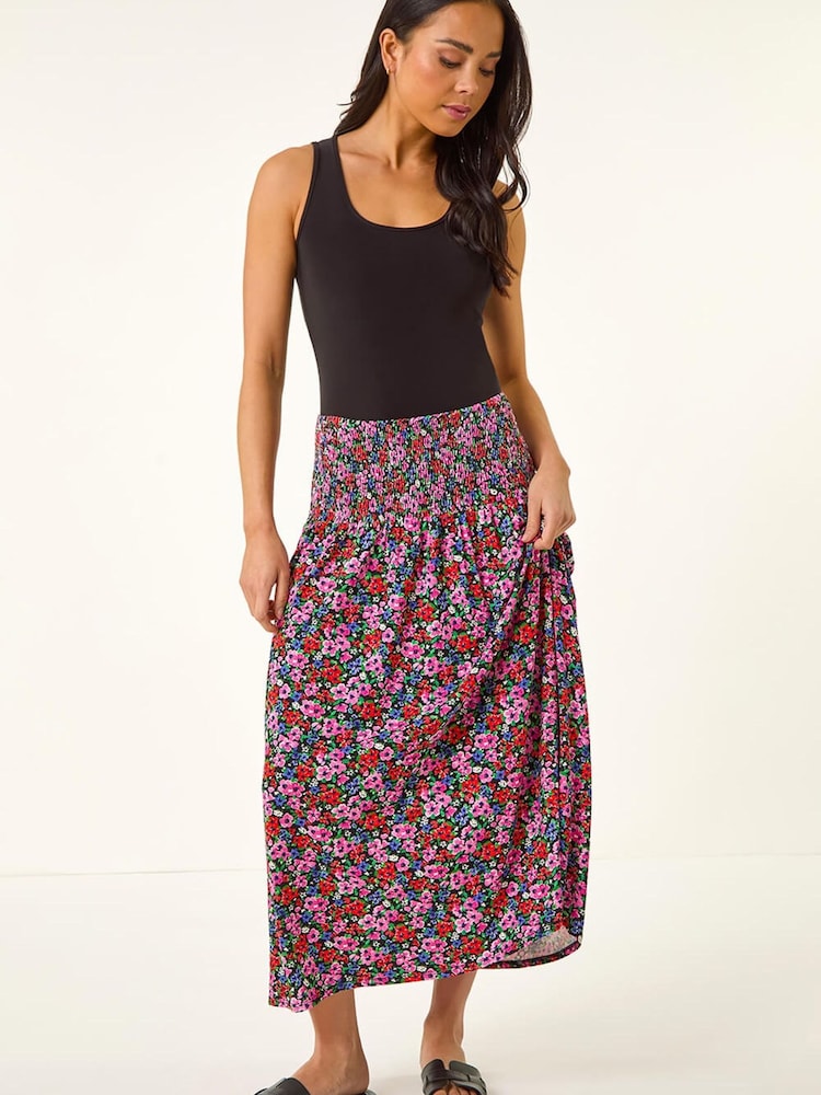 Roman Red Petite Shirred Band Skirt - Image 2 of 5