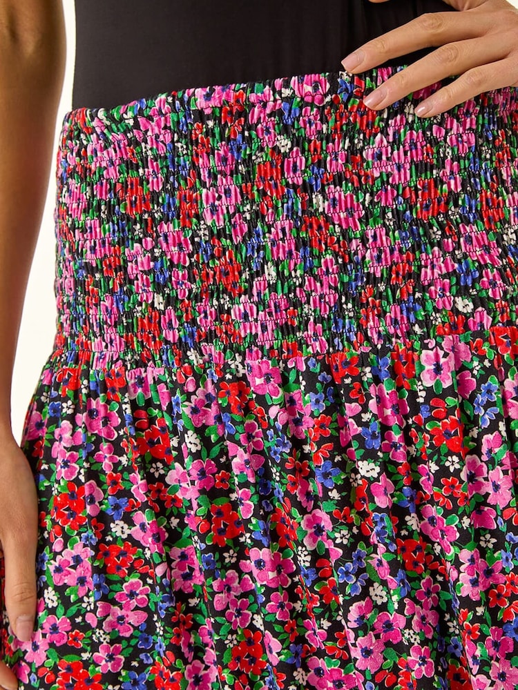 Roman Red Petite Shirred Band Skirt - Image 5 of 5