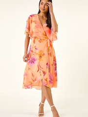 Roman Orange Petite Tie Front Dress - Image 1 of 5