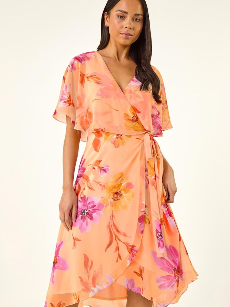 Roman Orange Petite Tie Front Dress - Image 2 of 5