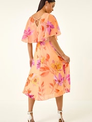 Roman Orange Petite Tie Front Dress - Image 3 of 5