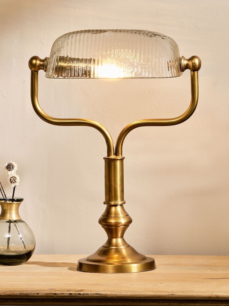 Nkuku Antique Brass Ulani Vintage Desk Lamp - Image 1 of 8 Nkuku Antique Brass Ulani Vintage Desk Lamp - Image 1 of 8