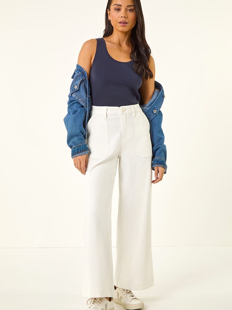 Roman White Petite Pocket Stretch Jeans - Image 1 of 5