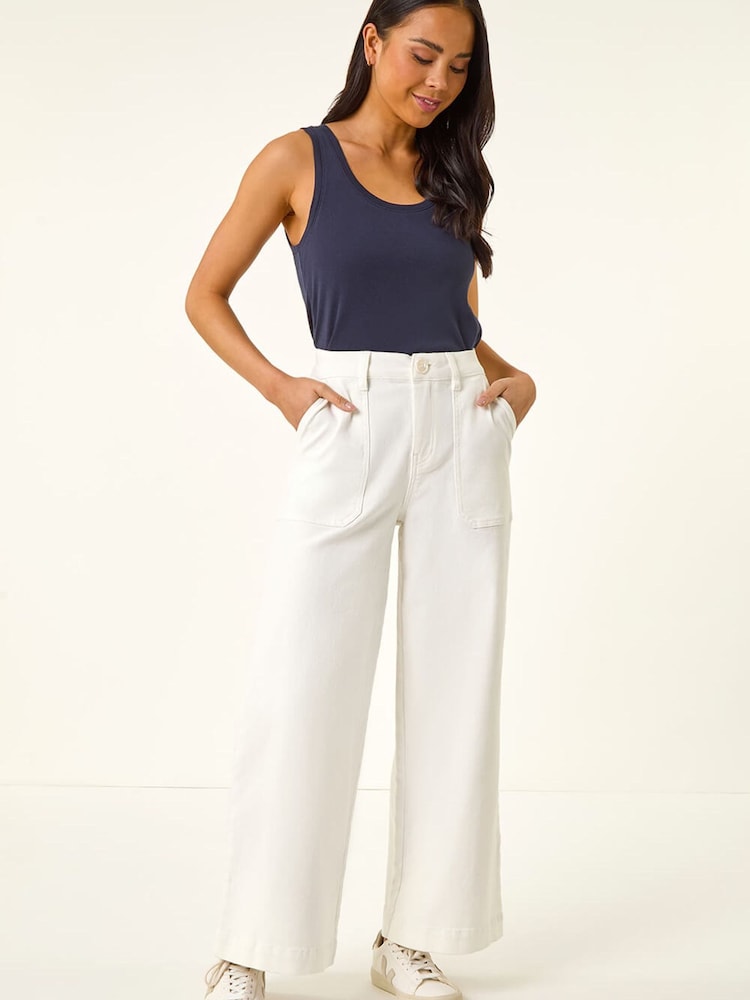 Roman White Petite Pocket Stretch Jeans - Image 2 of 5