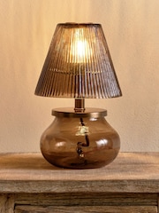 Nkuku Brown Smoke Dimalai Glass Table Lamp - Image 2 of 4