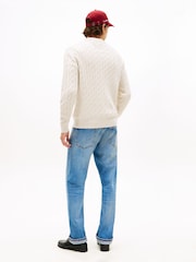 Tommy Hilfiger White Flag Embroidery Cable Knit Jumper - Image 4 of 5