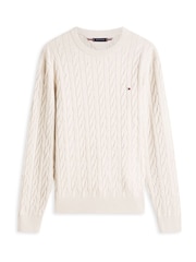 Tommy Hilfiger White Flag Embroidery Cable Knit Jumper - Image 5 of 5