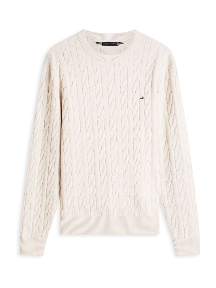 Tommy Hilfiger White Flag Embroidery Cable Knit Jumper - Image 5 of 5