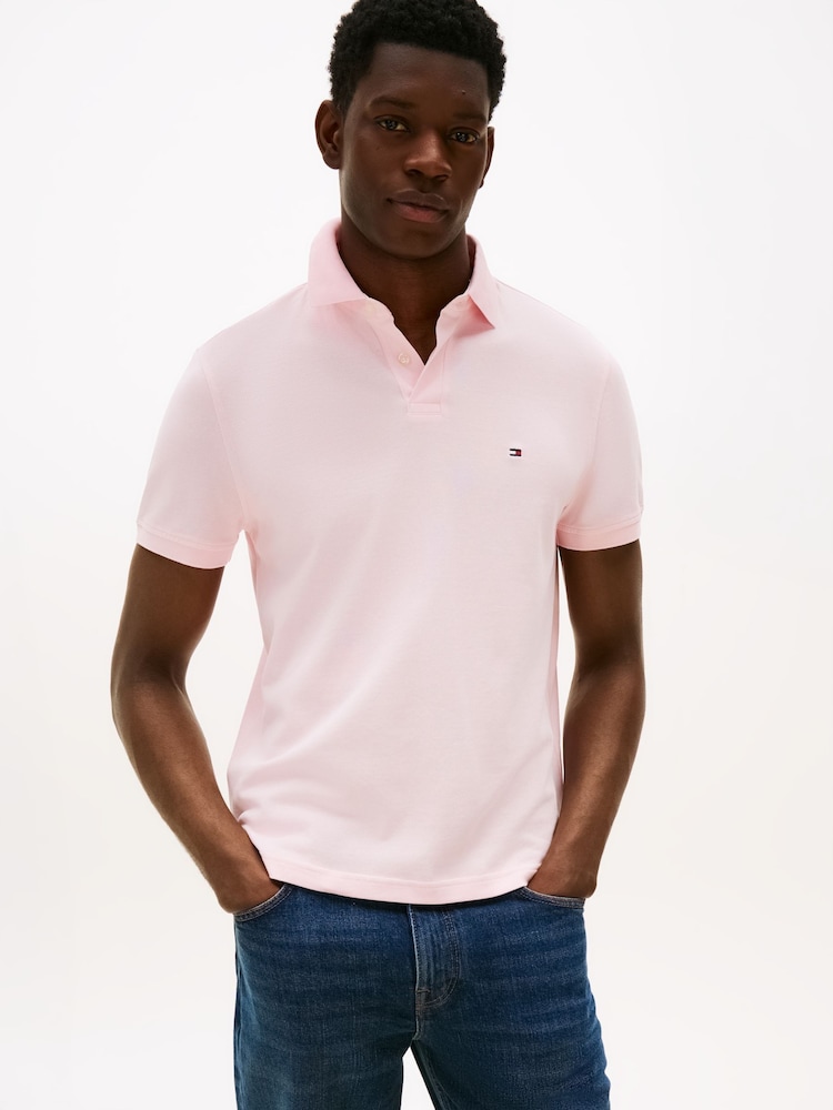 Tommy Hilfiger Pink 1985 Regular Fit Pique Polo Shirt - Image 1 of 5 Tommy Hilfiger Pink 1985 Regular Fit Pique Polo Shirt - Image 1 of 5