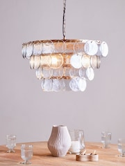 Nkuku Antique Brass Kagitha Glass Statement Chandelier - Image 1 of 6
