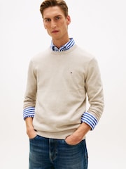 Tommy Hilfiger Natural Flag Embroidery Crew Neck Jumper - Image 1 of 5