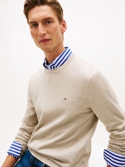 Tommy Hilfiger Natural Flag Embroidery Crew Neck Jumper - Image 4 of 5