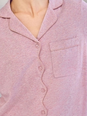 Chelsea Peers Pink Cotton Scallop Edge Long Pyjamas Set - Image 4 of 6