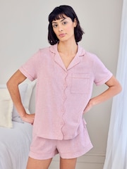 Chelsea Peers Pink Cotton Scallop Edge Long Pyjamas Set - Image 5 of 6