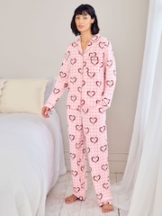 Chelsea Peers Chilli Heart Print Long Pyjamas Set - תמונה 1 מתוך 7