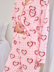 Chelsea Peers Chilli Heart Print Long Pyjamas Set - תמונה 4 מתוך 7