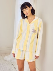 Chelsea Peers Yellow Embroidered Time for a Nap Short Pyjamas Set - Image 1 of 6