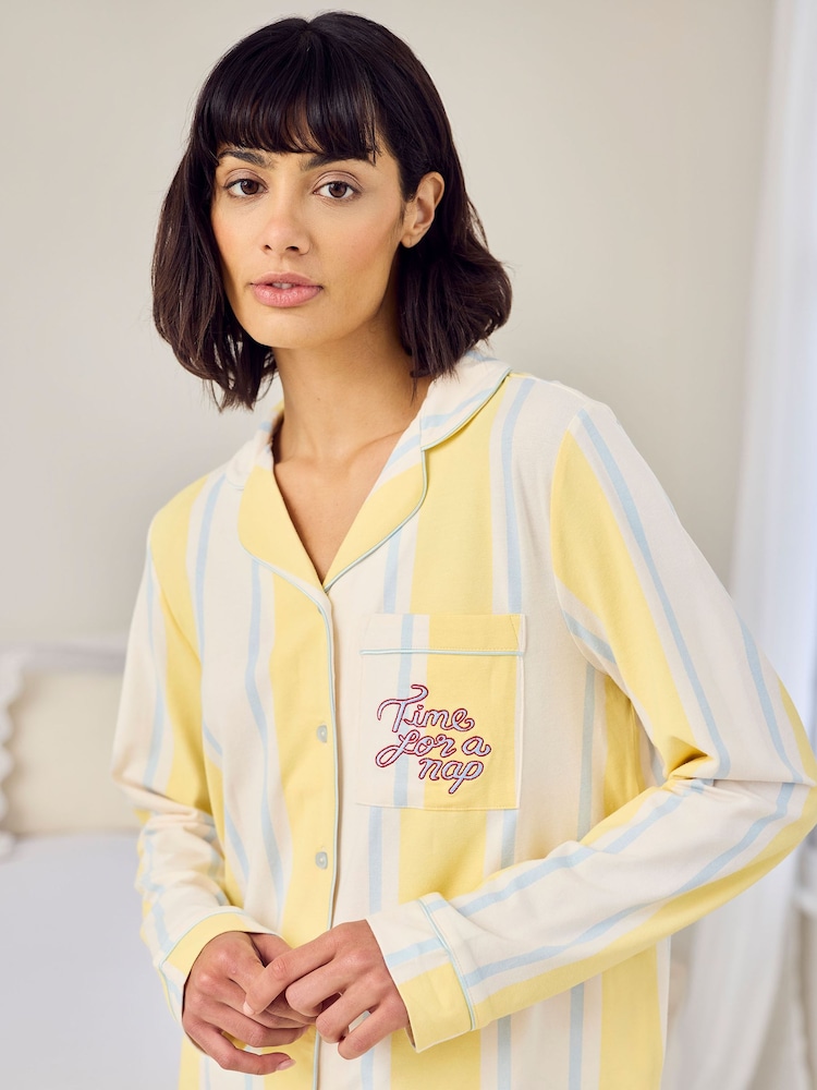 Chelsea Peers Yellow Embroidered Time for a Nap Short Pyjamas Set - Image 6 of 6 Chelsea Peers Yellow Embroidered Time for a Nap Short Pyjamas Set - Image 6 of 6