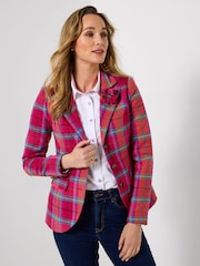Joe Browns Pink Charming Check Jacket With Detachable Corsage - Image 1 of 7