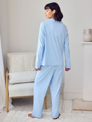 Chelsea Peers Blue Cotton Scallop Edge Long Pyjamas Set - Image 2 of 5