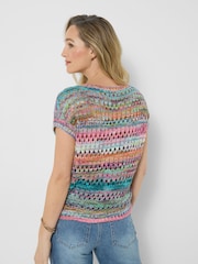 Joe Browns Blue Clara Open Knit Sleeveless Jumper - Image 2 of 5