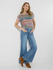 Joe Browns Blue Clara Open Knit Sleeveless Jumper - Image 3 of 5