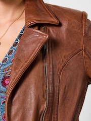 Joe Browns Brown Favourite Leather Jacket - Image 5 of 6
