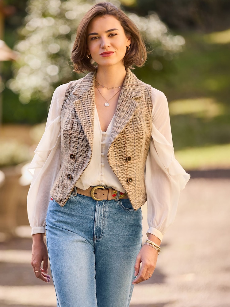 Joe Browns Brown Spring Days Tweed Waistcoat - Image 1 of 8